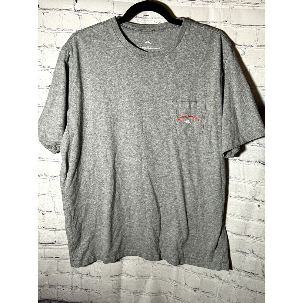 Tommy Bahama Mens Large Intense Chardio No Flame No Gain Pocket T-Shirt Gray